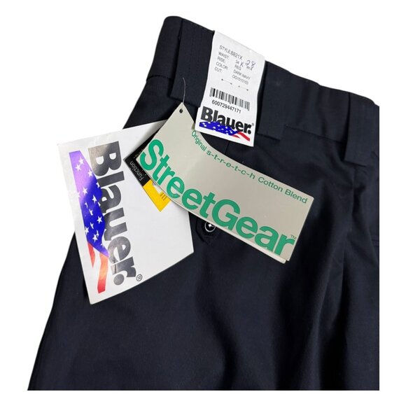 BLAUER NWT Stretch Gear Pleated Business Casual Navy Blue Work Pants Mens 34x28 - Picture 4 of 9